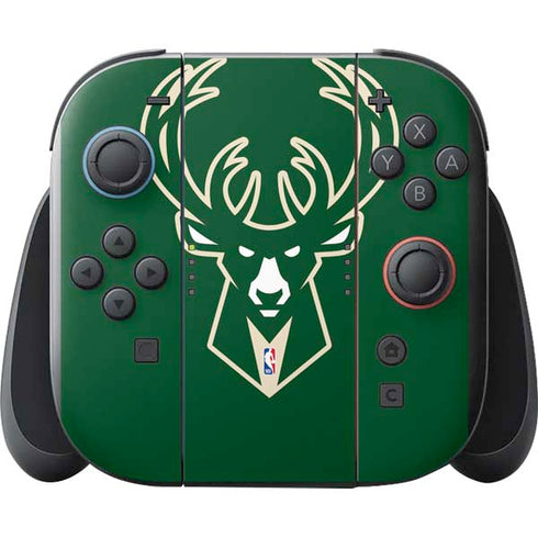 NBA Milwaukee Bucks Large Logo Nintendo Switch 2 (2025) with Joy-Con Skin