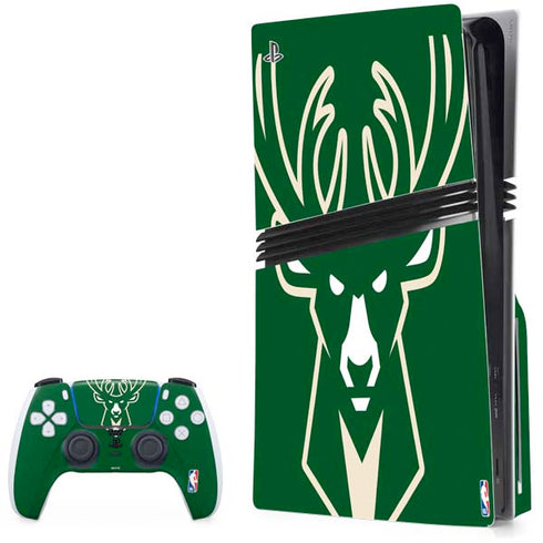 NBA Milwaukee Bucks Large Logo PS5 Pro Disk Bundle Skin