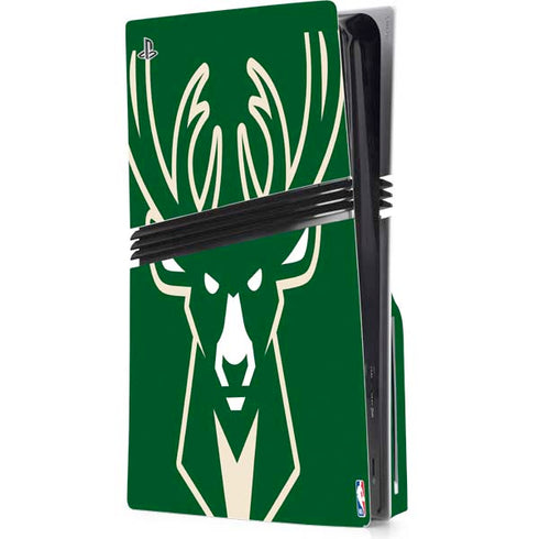 NBA Milwaukee Bucks Large Logo PS5 Pro Disk Console Skin