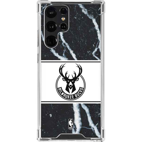 NBA Milwaukee Bucks Marble Galaxy S23 Ultra Clear Case