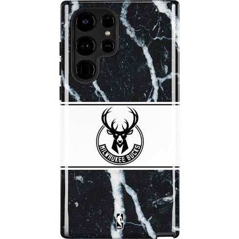 NBA Milwaukee Bucks Marble Galaxy S25 Ultra Impact Case