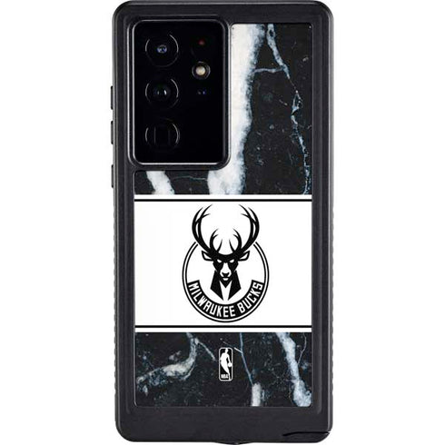 NBA Milwaukee Bucks Marble Galaxy S24 Ultra Waterproof Case