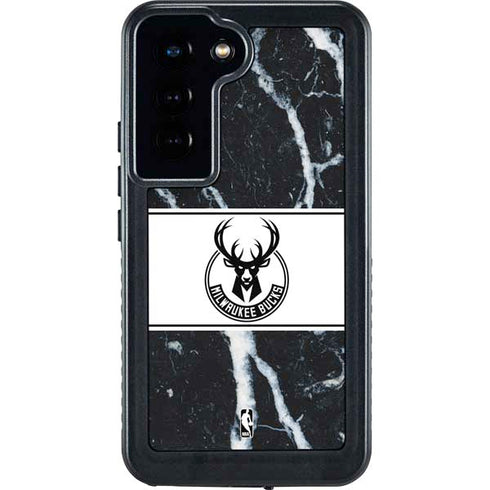 NBA Milwaukee Bucks Marble Galaxy S24 Waterproof Case