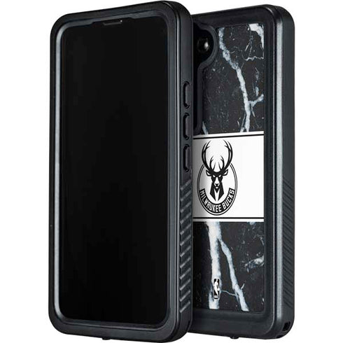 NBA Milwaukee Bucks Marble Galaxy S24 Waterproof Case