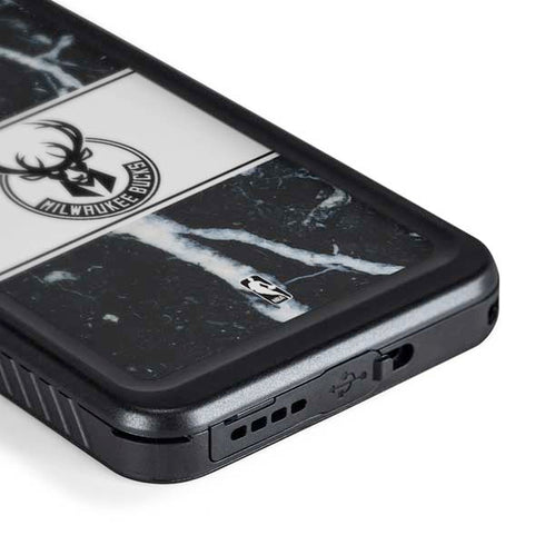 NBA Milwaukee Bucks Marble Galaxy S24 Waterproof Case
