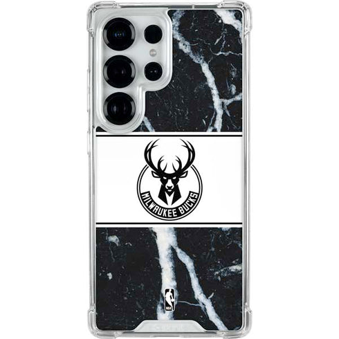 NBA Milwaukee Bucks Marble Galaxy S25 Ultra Clear Case