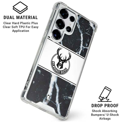 NBA Milwaukee Bucks Marble Galaxy S25 Ultra Clear Case