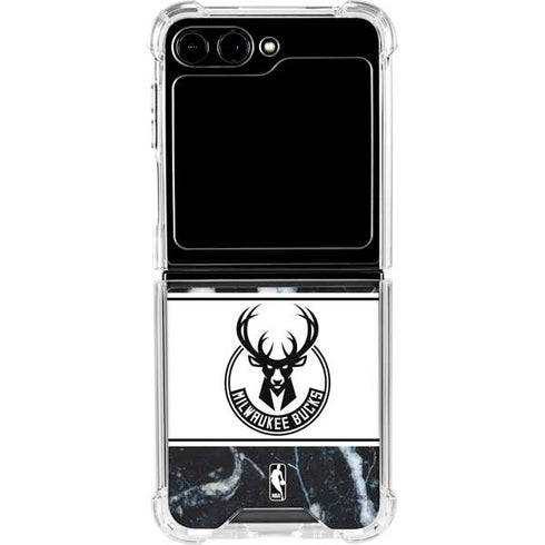 NBA Milwaukee Bucks Marble Galaxy Z Flip6 Clear Case