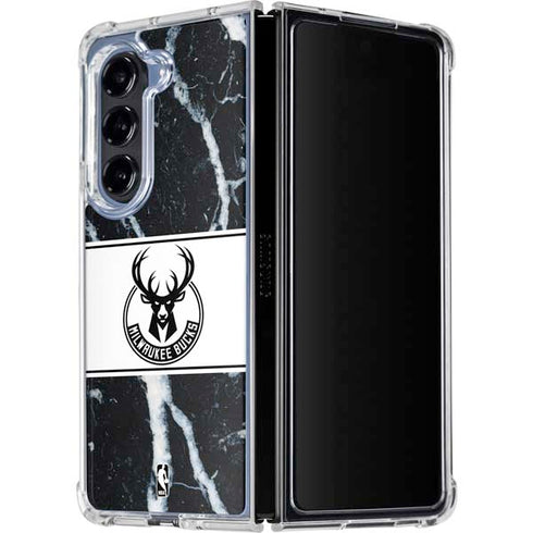 NBA Milwaukee Bucks Marble Galaxy Z Fold5 5G Clear Case