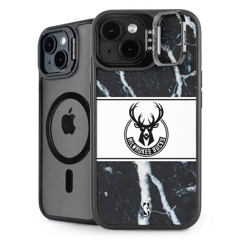 NBA Milwaukee Bucks Marble iPhone 14 Plus Kickstand Case