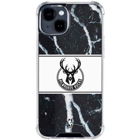 NBA Milwaukee Bucks Marble iPhone 15 Clear Case