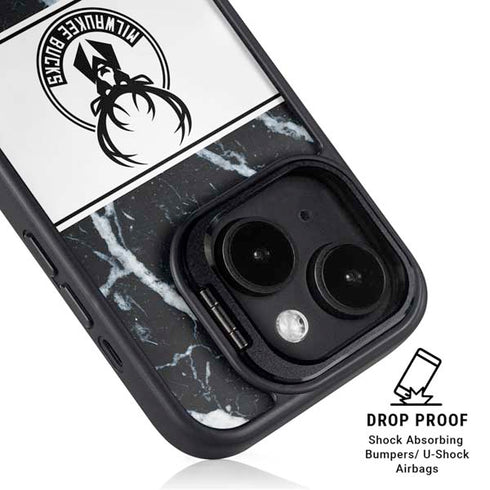 NBA Milwaukee Bucks Marble iPhone 15 Plus Kickstand Case