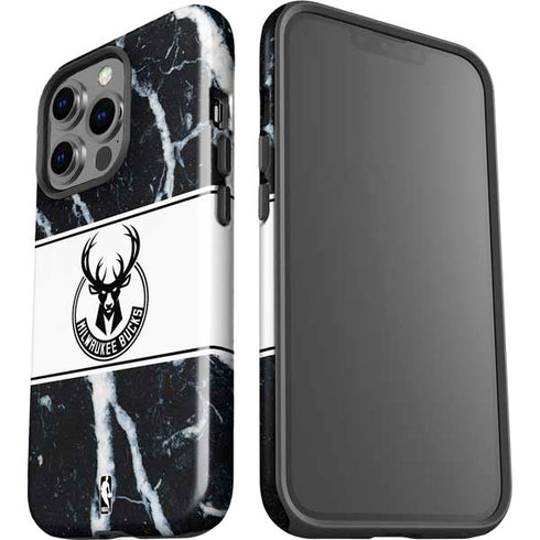NBA Milwaukee Bucks Marble iPhone 15 Pro Impact Case