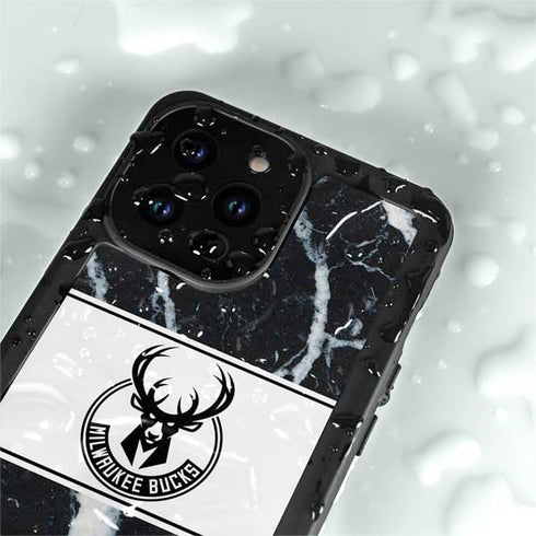 NBA Milwaukee Bucks Marble iPhone 15 Pro Waterproof Case