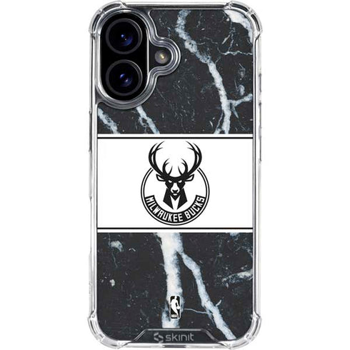 NBA Milwaukee Bucks Marble iPhone 16 Clear Case
