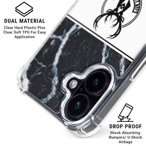 NBA Milwaukee Bucks Marble iPhone 16 Clear Case