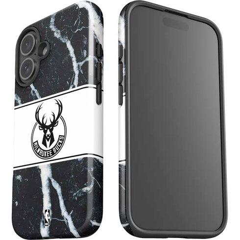 NBA Milwaukee Bucks Marble iPhone 16 Impact Case