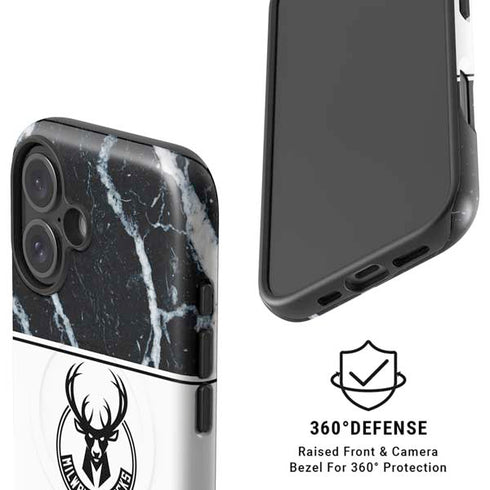 NBA Milwaukee Bucks Marble iPhone 16 Magsafe Impact Case