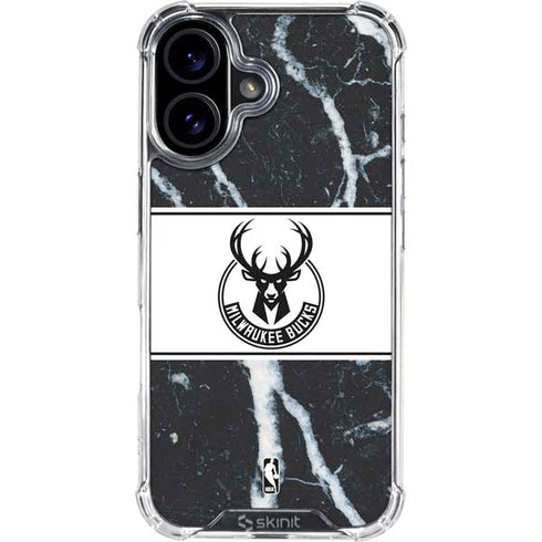 NBA Milwaukee Bucks Marble iPhone 16 Plus Clear Case