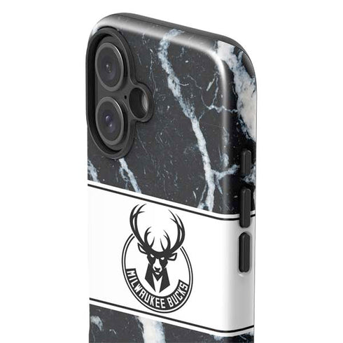 NBA Milwaukee Bucks Marble iPhone 16 Plus Impact Case
