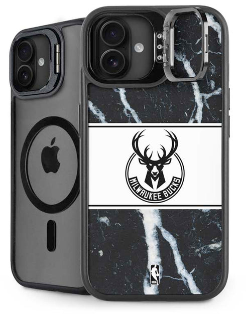 NBA Milwaukee Bucks Marble iPhone 16 Plus Kickstand Case