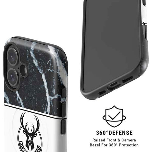 NBA Milwaukee Bucks Marble iPhone 16 Plus Magsafe Impact Case