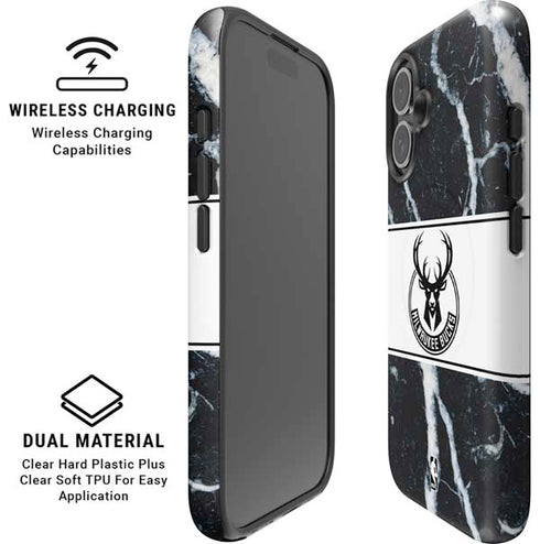 NBA Milwaukee Bucks Marble iPhone 16 Plus Magsafe Impact Case