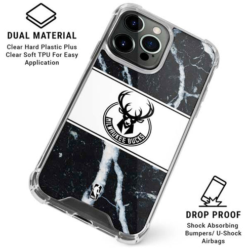 NBA Milwaukee Bucks Marble iPhone 16 Pro Clear Case