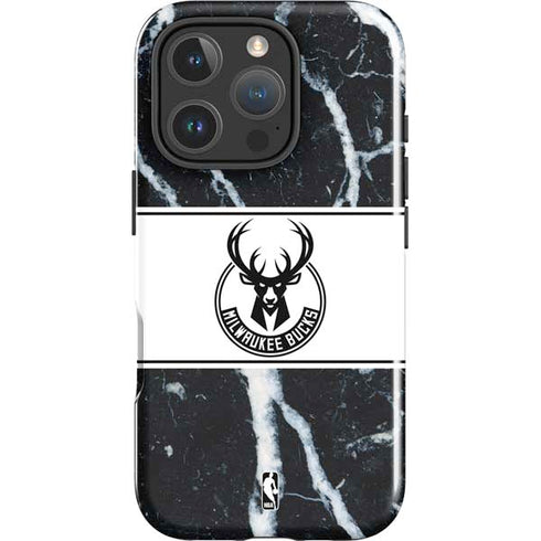 NBA Milwaukee Bucks Marble iPhone 16 Pro Impact Case