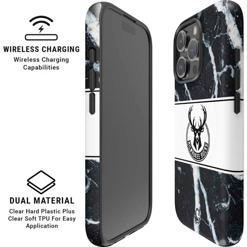 NBA Milwaukee Bucks Marble iPhone 16 Pro Magsafe Impact Case