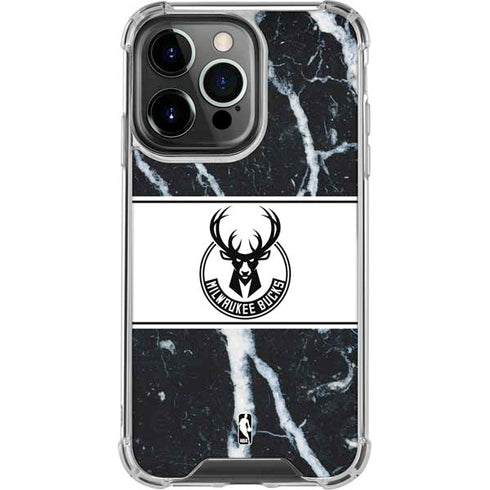 NBA Milwaukee Bucks Marble iPhone 16 Pro Max Clear Case