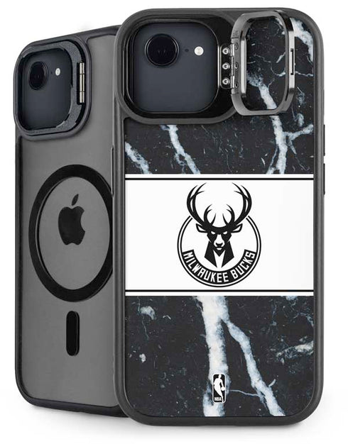 NBA Milwaukee Bucks Marble iPhone 16e Kickstand Case