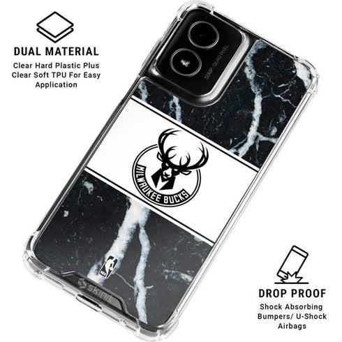 NBA Milwaukee Bucks Marble Moto G Power 5G (2024) Clear Case