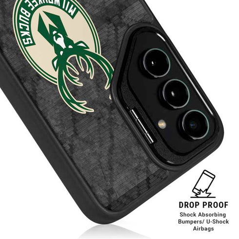 NBA Milwaukee Bucks Rusted Dark Galaxy S25 Kickstand Case