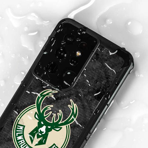 NBA Milwaukee Bucks Rusted Dark Galaxy S24 Ultra Waterproof Case