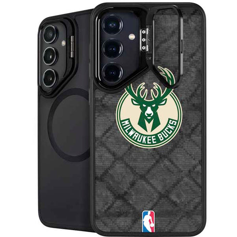 NBA Milwaukee Bucks Rusted Dark Galaxy S26 Kickstand Case
