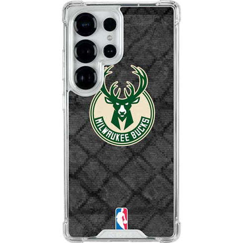NBA Milwaukee Bucks Rusted Dark Galaxy S26 Ultra Clear Case