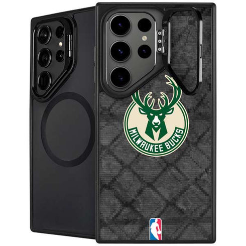 NBA Milwaukee Bucks Rusted Dark Galaxy S26 Ultra Kickstand Case