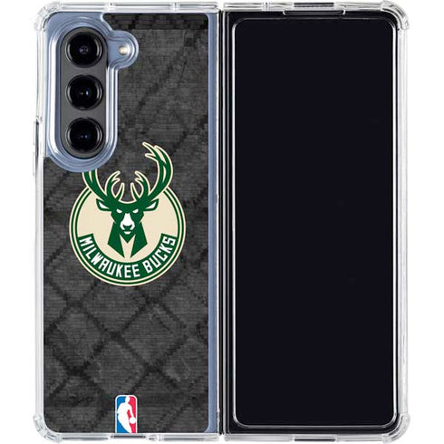 NBA Milwaukee Bucks Rusted Dark Galaxy Z Fold5 5G Clear Case