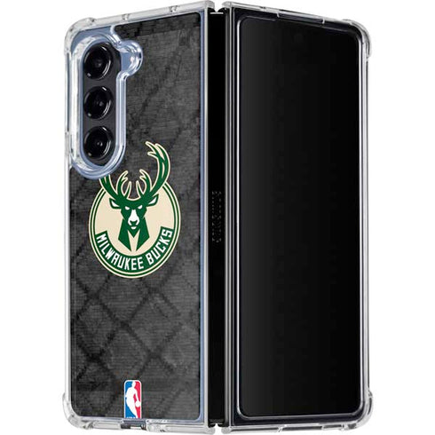 NBA Milwaukee Bucks Rusted Dark Galaxy Z Fold5 5G Clear Case