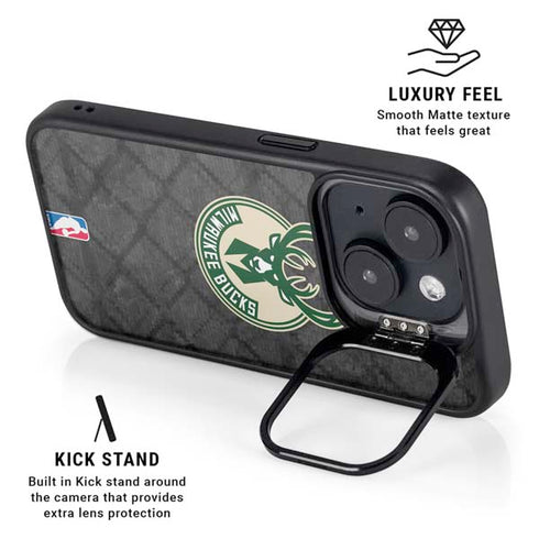 NBA Milwaukee Bucks Rusted Dark iPhone 14 Kickstand Case