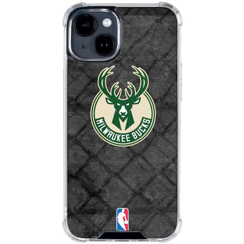 NBA Milwaukee Bucks Rusted Dark iPhone 15 Clear Case