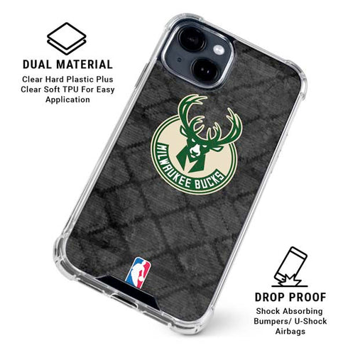 NBA Milwaukee Bucks Rusted Dark iPhone 15 Clear Case