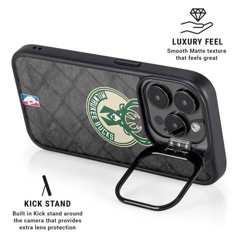 NBA Milwaukee Bucks Rusted Dark iPhone 15 Pro Max Kickstand Case