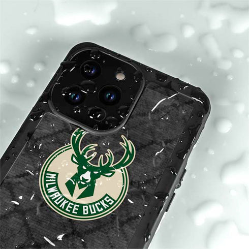 NBA Milwaukee Bucks Rusted Dark iPhone 15 Pro Waterproof Case