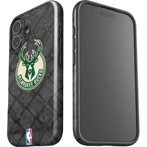 NBA Milwaukee Bucks Rusted Dark iPhone 16 Impact Case