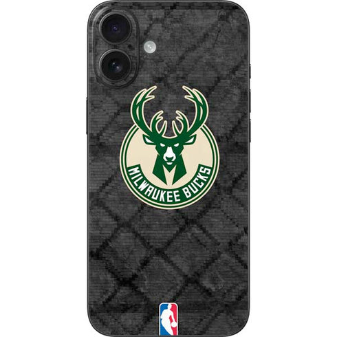 NBA Milwaukee Bucks Rusted Dark iPhone 16 Plus Skin
