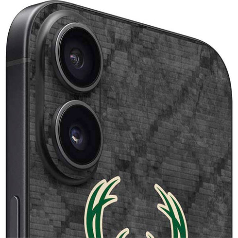 NBA Milwaukee Bucks Rusted Dark iPhone 16 Plus Skin