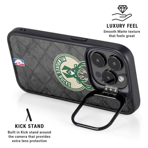 NBA Milwaukee Bucks Rusted Dark iPhone 16 Pro Kickstand Case