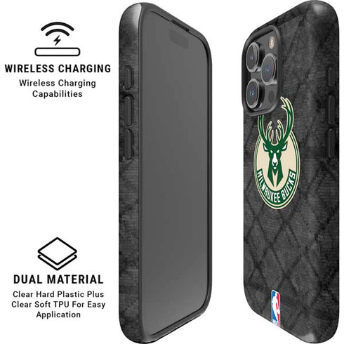 NBA Milwaukee Bucks Rusted Dark iPhone 16 Pro Magsafe Impact Case